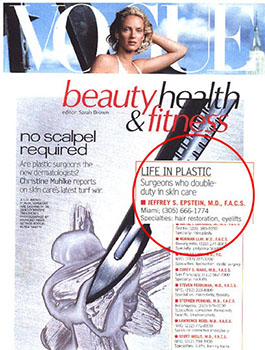 Vogue article on hair restoration &
cosmetic surgery